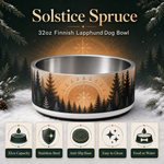 Solstice Spruce Finnish Lapphund 32oz dog bowl features and specs