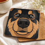 Glossy print detail on the Finnish Lapphund Black and Brown Face Cork-Back Coaster Finnish Lapphund coaster