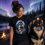 Finnish Lapphund Aurora Trail T-Shirt Finnish Lapphund t-shirt worn, lifestyle photo