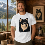 Finnish Lapphund Bold Portrait T-Shirt Finnish Lapphund t-shirt worn, lifestyle photo