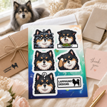 Finnish Lapphund Confused Expressions Sticker Sheet – Question Marks, Hesitation & Unsure Faces Finnish Lapphund sticker sheet as a gift