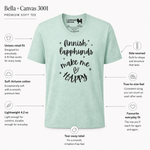 Bella+Canvas 3001 size and fit guide for the Finnish Lapphunds Make Me Happy T-Shirt – Perfect for Lapphund Lovers & Dog Enthusiasts Finnish Lapphund t-shirt