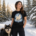 Finnish Lapphund Winter Summit T-Shirt Finnish Lapphund t-shirt worn, lifestyle photo