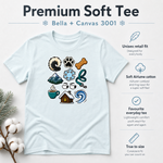 Bella+Canvas 3001 size and fit guide for the Finnish Lapphund Icon Collage T-Shirt Finnish Lapphund t-shirt