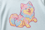 Finnish Lapphund Pastel Sprinkles Sweet Treat Graphic T-Shirt design close-up on a Finnish Lapphund t-shirt