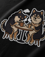 Finnish Lapphund Trailside Coffee Break Café Social T-Shirt design close-up on a Finnish Lapphund t-shirt