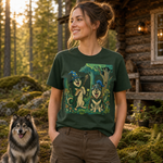 Finnish Lapphund Forest Friends Lappy Style Tee Finnish Lapphund t-shirt worn, lifestyle photo