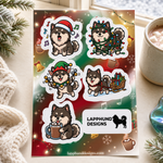 Finnish Lapphund Christmas Cheer Sticker Sheet – Cozy Holiday & Festive Designs Finnish Lapphund sticker sheet