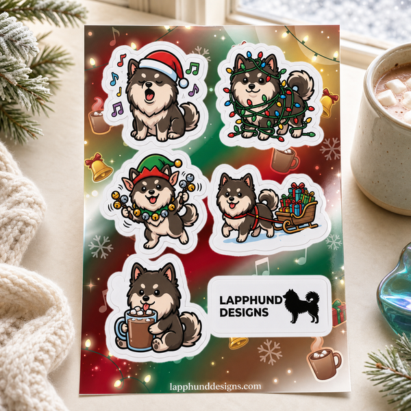 Finnish Lapphund Christmas Cheer Sticker Sheet – Cozy Holiday & Festive Designs Finnish Lapphund sticker sheet