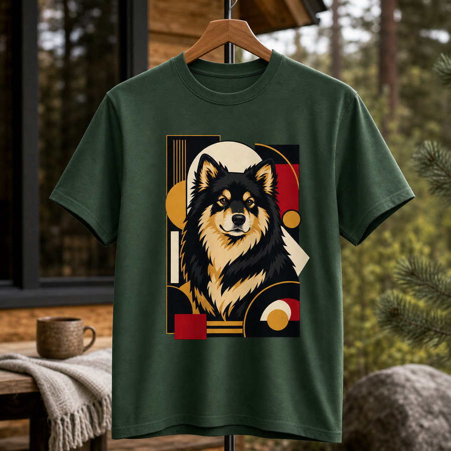 Finnish Lapphund Art Deco Portrait T-Shirt Finnish Lapphund t-shirt