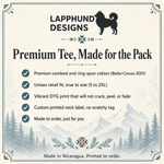 Bella+Canvas 3001 size and fit guide for the Finnish Lapphund Nordic Mountain Crest T-Shirt Finnish Lapphund t-shirt