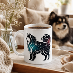 Finnish Lapphund Mug Cosmic Galaxy Nordic Dog Art Gift Finnish Lapphund mug in use