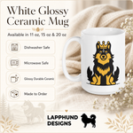 Care and product info for the Finnish Lapphund Mug Royal Crown Nordic Dog Lover Gift Finnish Lapphund mug