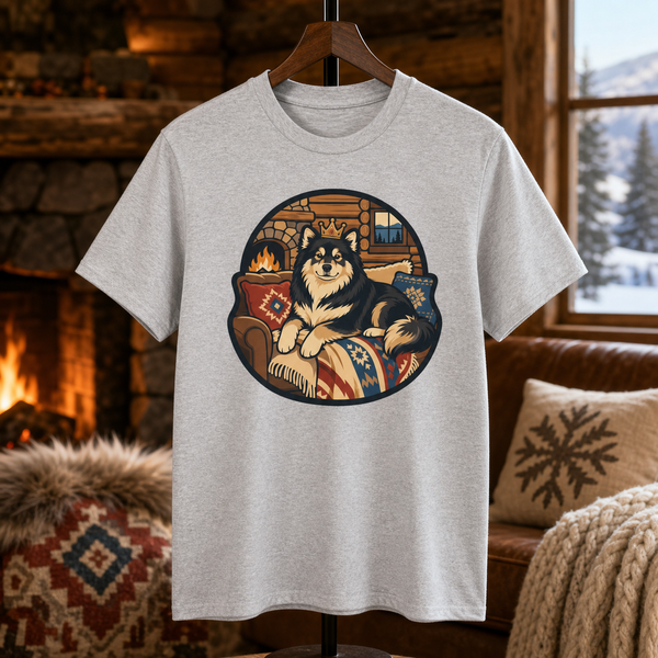 Finnish Lapphund Cozy Cabin King T-Shirt Finnish Lapphund t-shirt