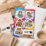 Finnish Lapphund Career Adventures Sticker Sheet – Doctor, Firefighter & Artist Finnish Lapphund sticker sheet as a gift