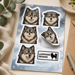 Finnish Lapphund Subtle Expressions Sticker Sheet – Real-Life Moods, Soft Reactions & Everyday Faces Finnish Lapphund t-shirt worn, lifestyle photo