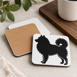 Cork backing and size of the Black Finnish Lapphund Silhouette Lapphund Designs Logo Cork-Back Coaster Finnish Lapphund coaster