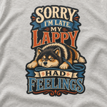 Finnish Lapphund My Lappy Had Feelings T-Shirt design close-up on a Finnish Lapphund t-shirt