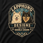 Finnish Lapphund Two Coats Double Charm T-Shirt design close-up on a Finnish Lapphund t-shirt