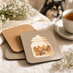 Cork backing and size of the Dog Treat Jar Illustration Cork-Back Coaster for Finnish Lapphund Lovers Finnish Lapphund coaster