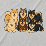Finnish Lapphund The Whole Pack T-Shirt design close-up on a Finnish Lapphund t-shirt