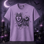 Finnish Lapphund Midnight Moon Bat Magic Graphic T-Shirt Finnish Lapphund t-shirt