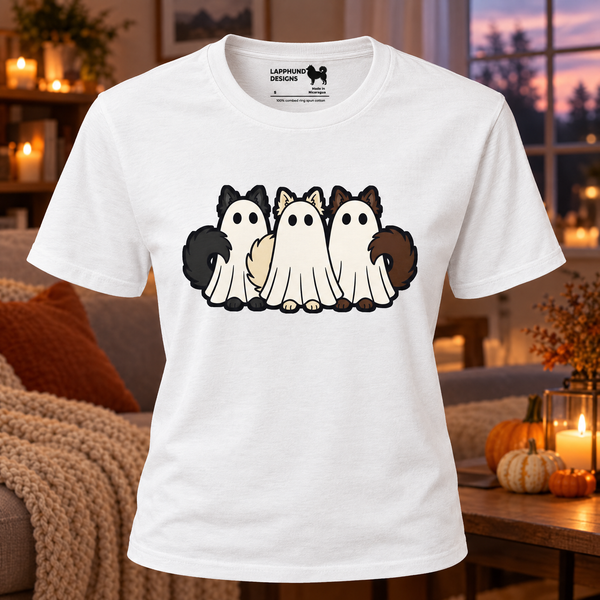 Finnish Lapphund Three Little Boos Halloween T-Shirt Finnish Lapphund t-shirt
