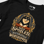 Finnish Lapphund Accurately Worshipped T-Shirt design close-up on a Finnish Lapphund t-shirt