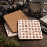 Cork backing and size of the Finnish Lapphund Paw Print Pattern Cork-Back Coaster Finnish Lapphund coaster