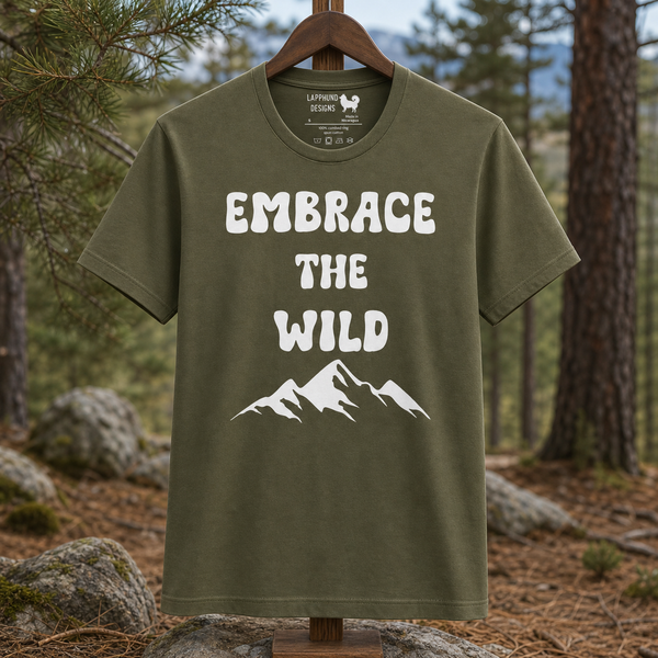 Embrace the Wild Finnish Lapphund T-Shirt - Bold Outdoor Apparel Finnish Lapphund t-shirt