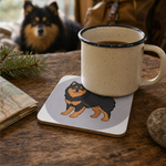 Finnish Lapphund Neutral Portrait Illustration Cork-Back Coaster Finnish Lapphund cork-back coaster in use on a table