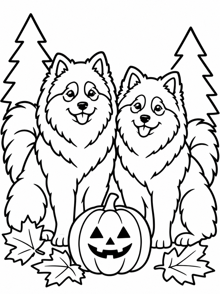 Colouring page: Two Lappies and a pumpkin