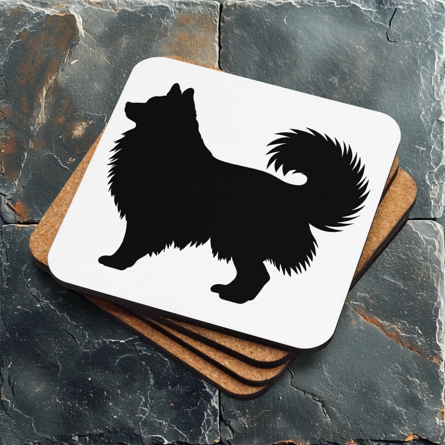 Finnish Lapphund Coaster – Black Silhouette Logo Design