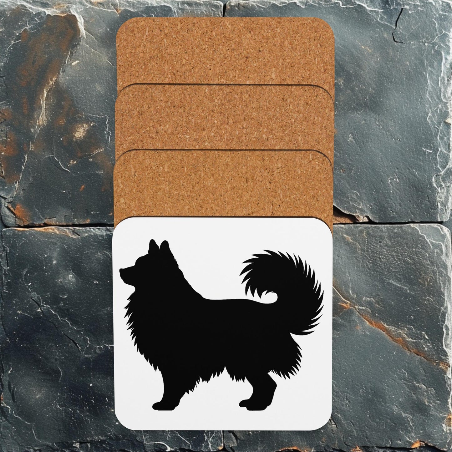 Finnish Lapphund Coaster – Black Silhouette Logo Design