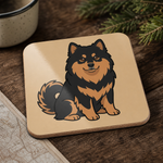 Glossy print detail on the Finnish Lapphund Classic Illustration Cork-Back Coaster Finnish Lapphund coaster