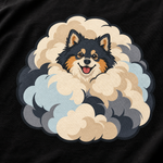 Finnish Lapphund Floof Cloud T-Shirt design close-up on a Finnish Lapphund t-shirt
