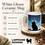 Care and product info for the Finnish Lapphund Mug – Stargazing Silhouette Under Night Sky Art Finnish Lapphund mug