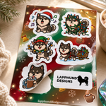 Finnish Lapphund Christmas Cheer Sticker Sheet – Cozy Holiday & Festive Designs Finnish Lapphund t-shirt worn, lifestyle photo