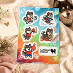 Individual peel detail of the Finnish Lapphund Sports & Athletics Sticker Sheet – Soccer, Basketball & Skiing Finnish Lapphund sticker sheet