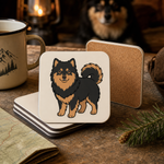 Cork backing and size of the Finnish Lapphund Standing Illustration Cork-Back Coaster Finnish Lapphund coaster