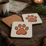 Cork backing and size of the Finnish Lapphund Paw Print Cork-Back Coaster Finnish Lapphund coaster
