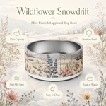 Wildflower Snowdrift Finnish Lapphund 32oz dog bowl features and specs