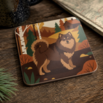 Glossy print detail on the Finnish Lapphund Nordic Cabin Landscape Cork-Back Coaster Finnish Lapphund coaster
