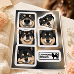 Finnish Lapphund Close-Up Faces Sticker Sheet – Expressive Details, Head Tilts & Sweet Eye Contact Finnish Lapphund t-shirt worn, lifestyle photo
