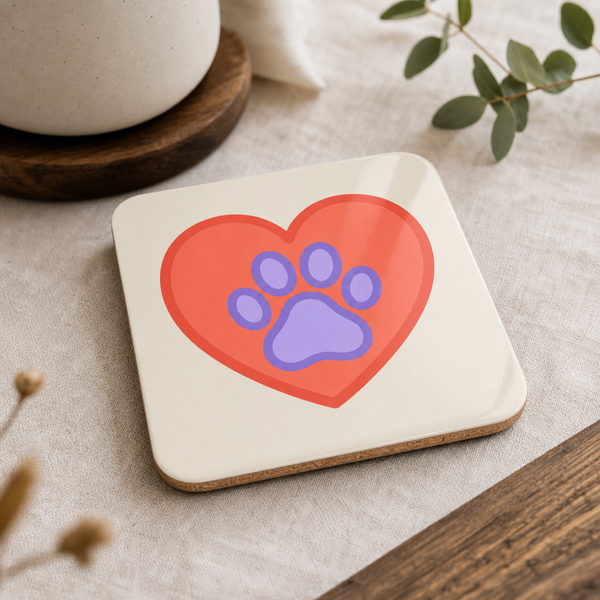 Finnish Lapphund Paw Heart Icon Cork-Back Coaster Finnish Lapphund cork-back coaster