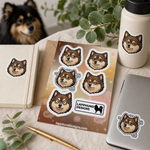 Finnish Lapphund Subtle Reactions Sticker Sheet – Side-Eye, Mild Surprise & Quiet Humor Faces Finnish Lapphund stickers applied in real use