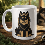 Glossy print detail on the Finnish Lapphund Mug Snow Goggles Adventure Nordic Dog Gift Finnish Lapphund mug