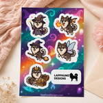 Finnish Lapphund Fantasy Magic Sticker Sheet – Wizard, Fairy & Dragon Designs Finnish Lapphund sticker sheet