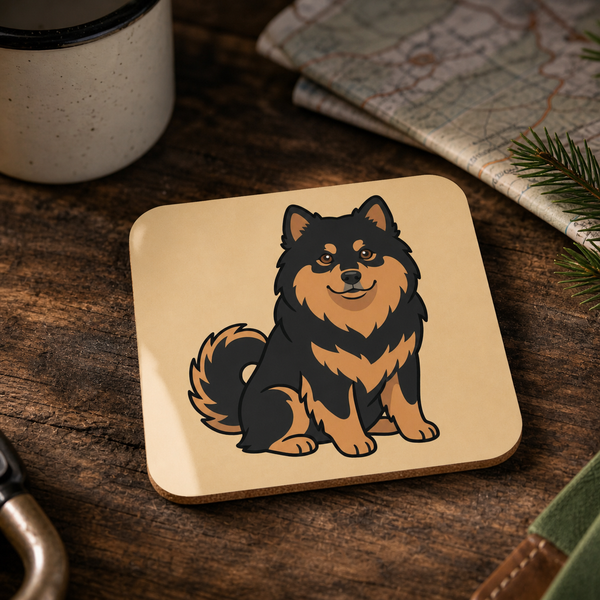 Finnish Lapphund Classic Illustration Cork-Back Coaster Finnish Lapphund cork-back coaster