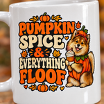Printed design close-up on the Finnish Lapphund Pumpkin Spice & Everything Floof Halloween Mug Finnish Lapphund mug